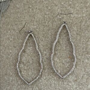 Silver Crystal Teardrop Dangle Earrings - Unbranded